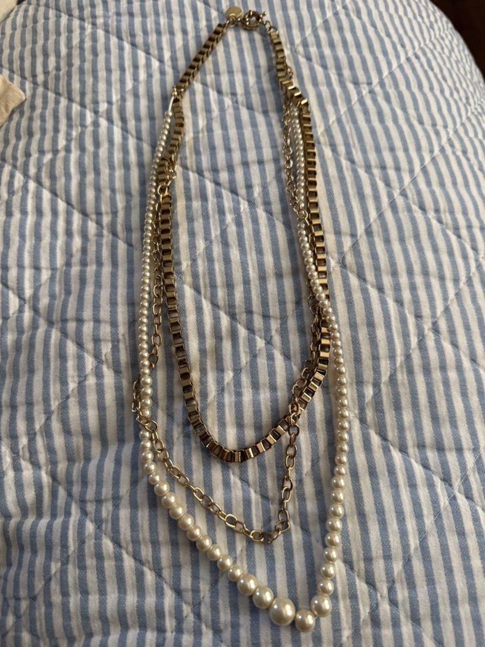 J. Crew Gold-Tone Multi-Strand Pearl and Chain Necklace